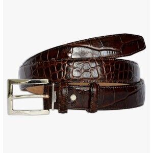PASQUALE CUTARELLI Men’s Leather Belt - Brown Crocodile Pattern - Made in Italy